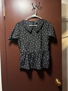 Forever 21 anchor pan collar peplum blouse